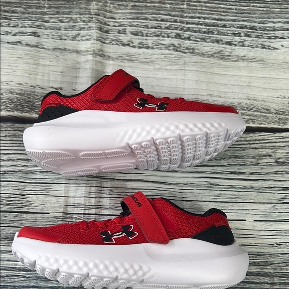 Under Armour Kids UA BPS Surge 4 AC Sneakers - Red/White (Size 12K) - Picture 6 of 11